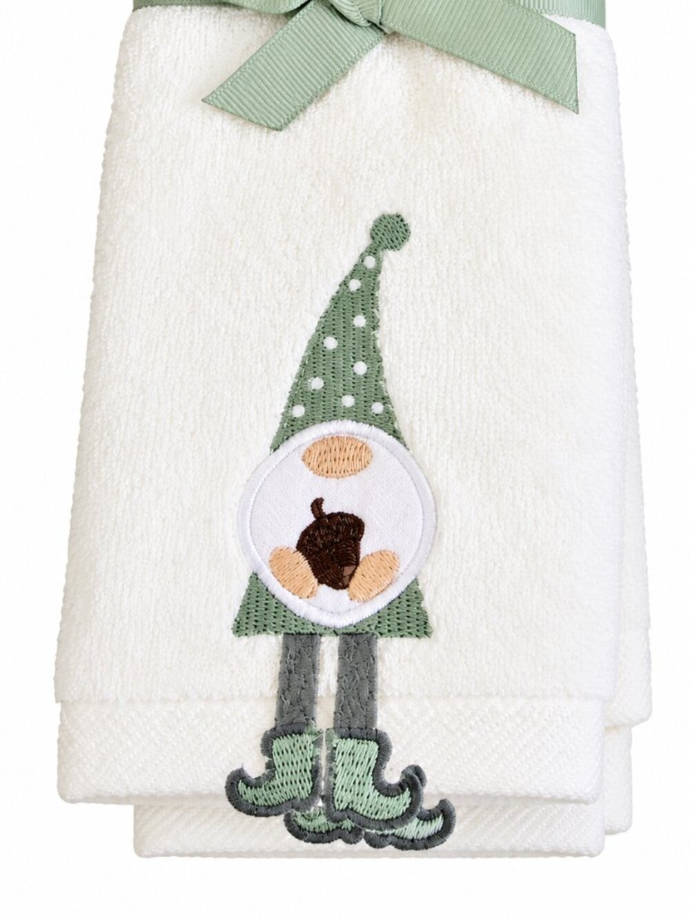 Fall Gnome Fingertip Towels Embroidered Bathroom Hanging Feet White Set of 2
